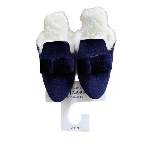 Charter Club Women’s Velvet Bow Slippers With Faux - Picture 3 of 4